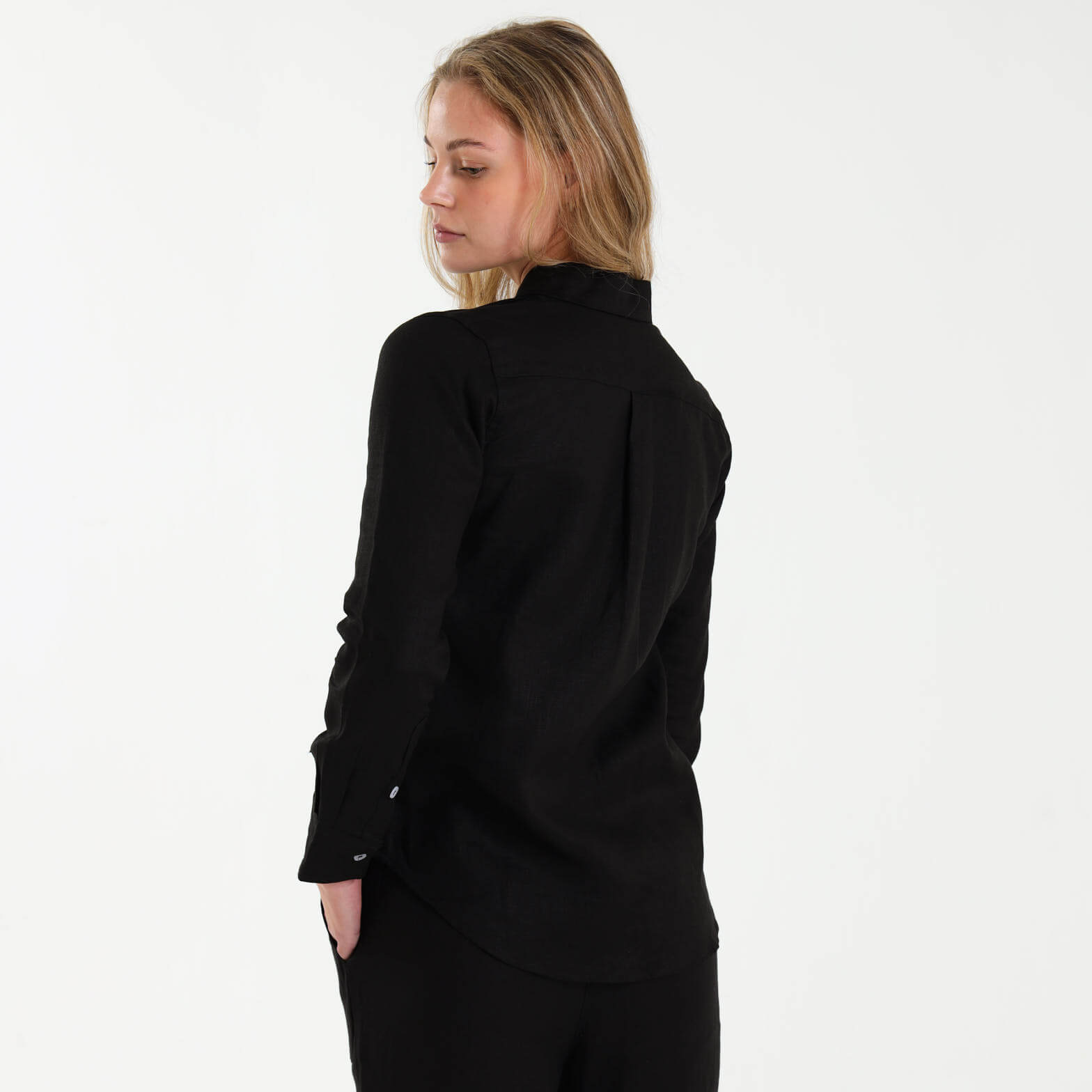Ladies Linen - Long Sleeve Shirt | Black