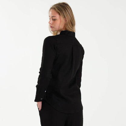 Ladies Linen - Long Sleeve Shirt | Black
