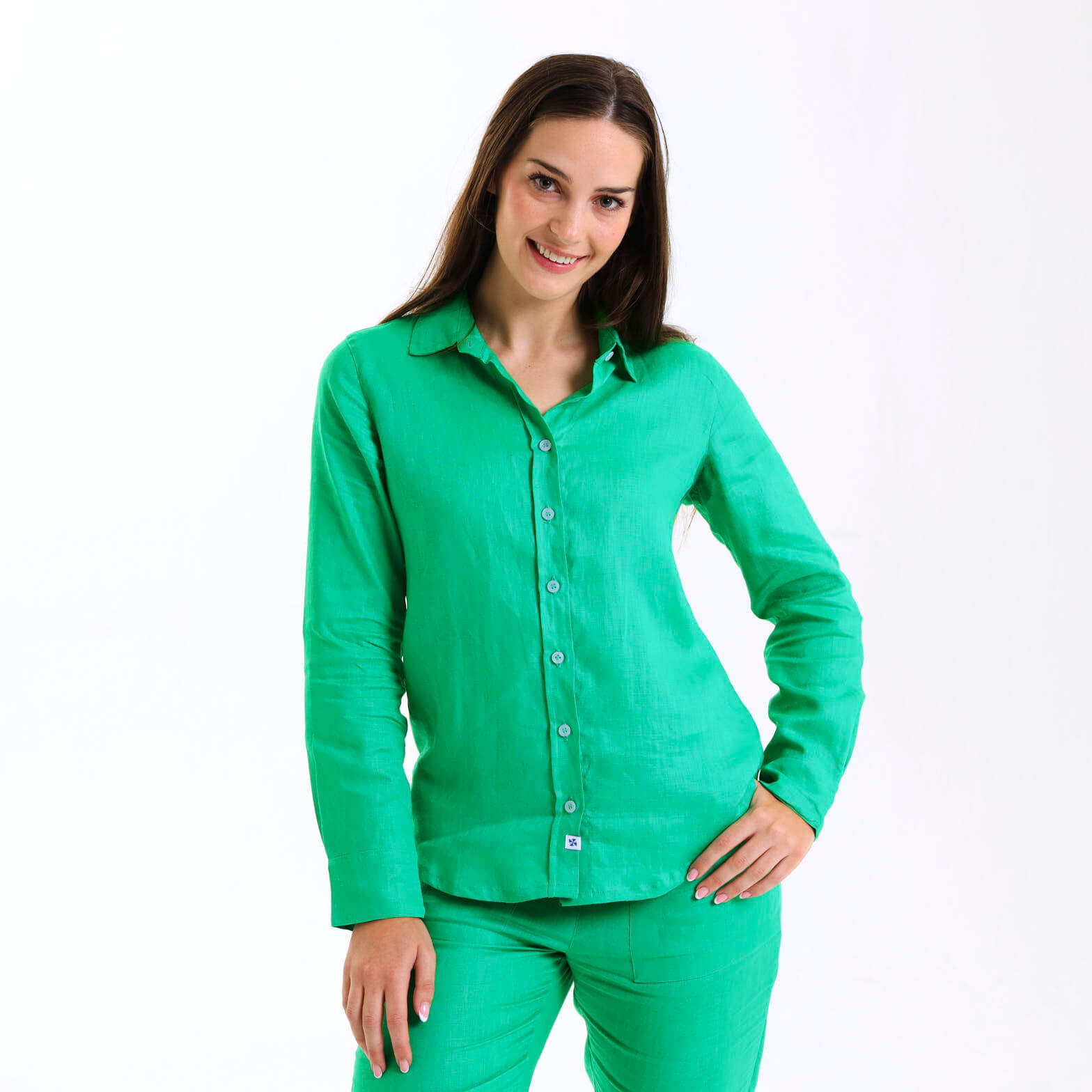 Ladies Linen - Long Sleeve Shirt | Green