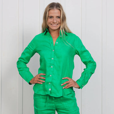 Ladies Linen - Long Sleeve Shirt | Green