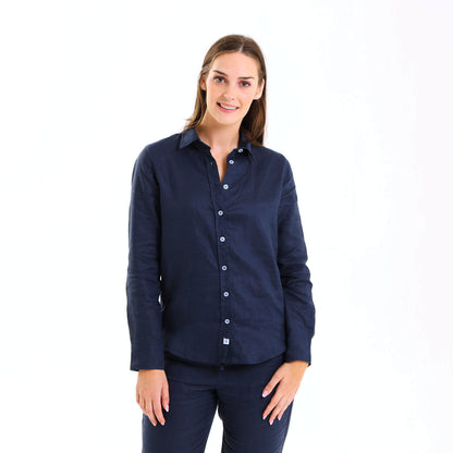 Ladies Linen - Long Sleeve Shirt | Navy