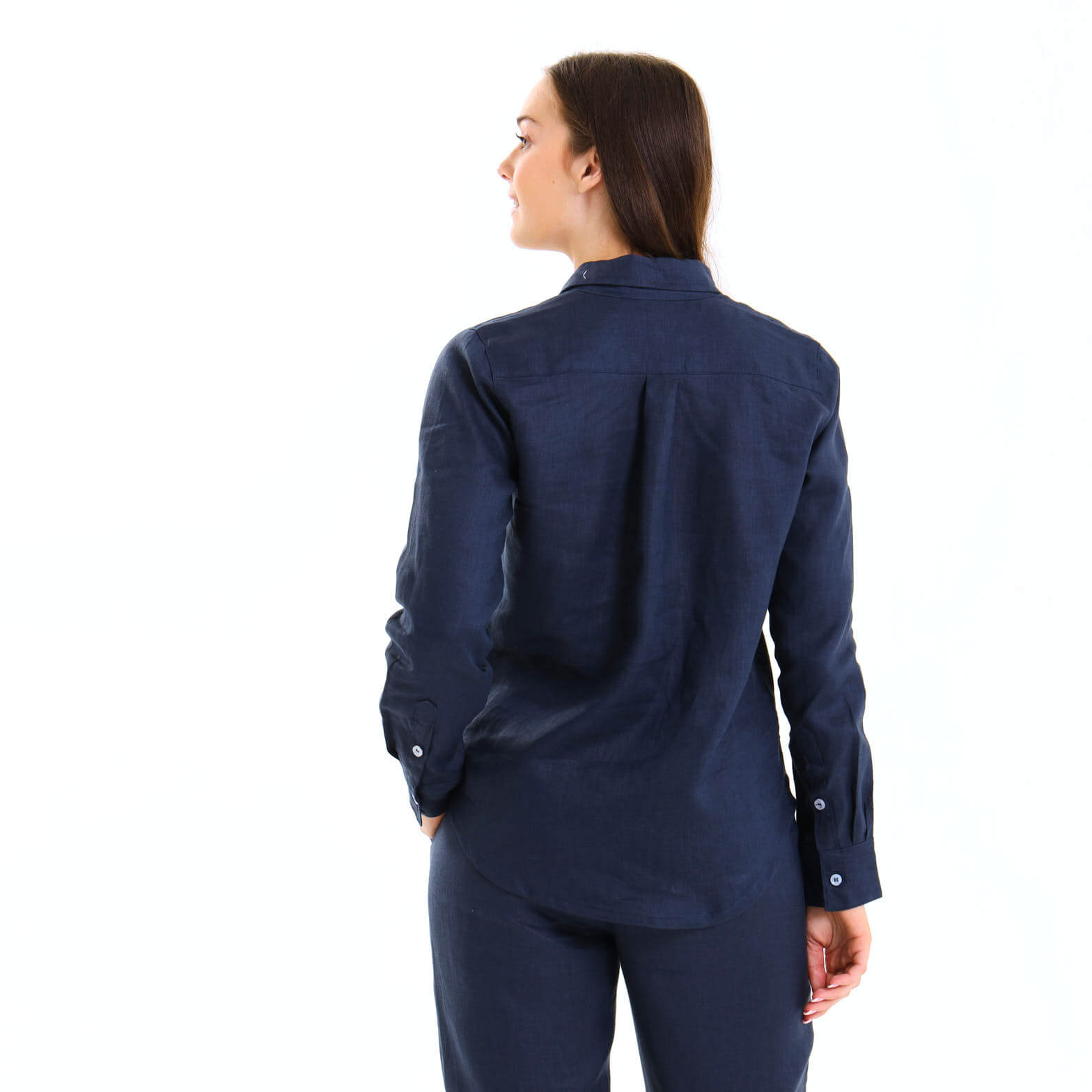 Ladies Linen - Long Sleeve Shirt | Navy