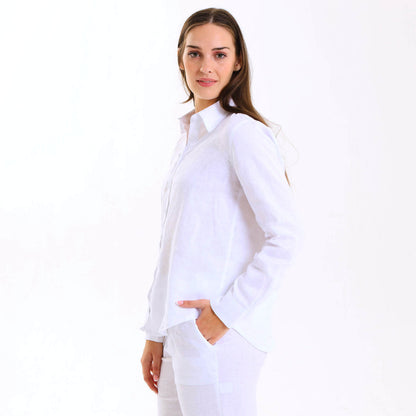 Ladies Linen - Long Sleeve Shirt | White
