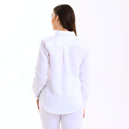 Ladies Linen - Long Sleeve Shirt | White