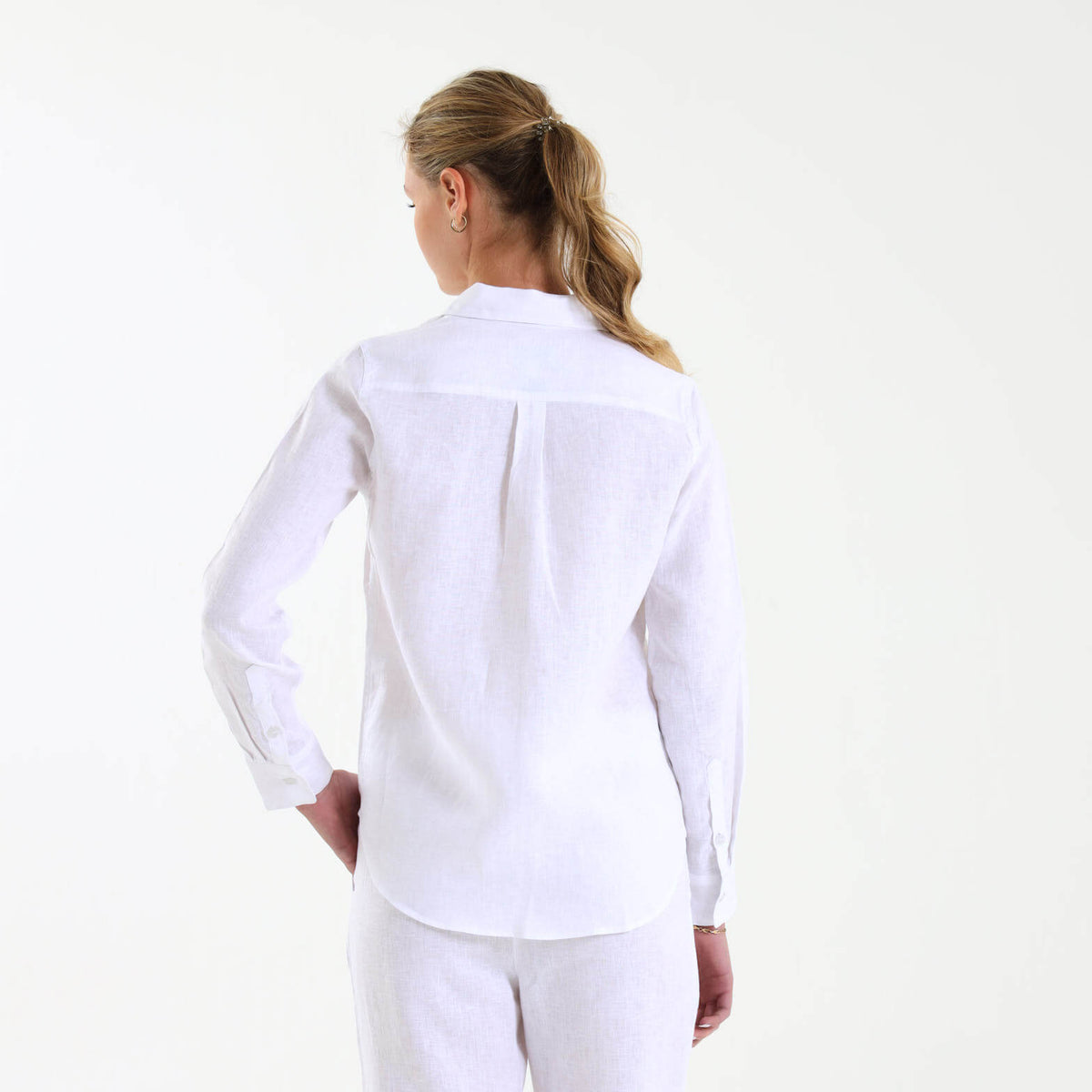Ladies Linen - Long Sleeve Shirt | White
