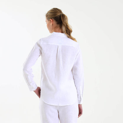 Ladies Linen - Long Sleeve Shirt | White