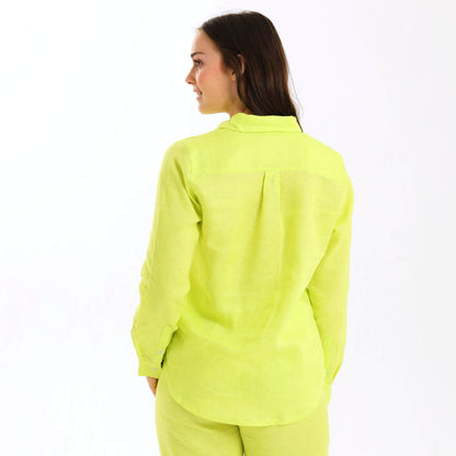 Ladies Linen - Long Sleeve Shirt | Zesty Lime