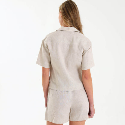 Ladies Linen - Short Sleeve Shirt | Natural