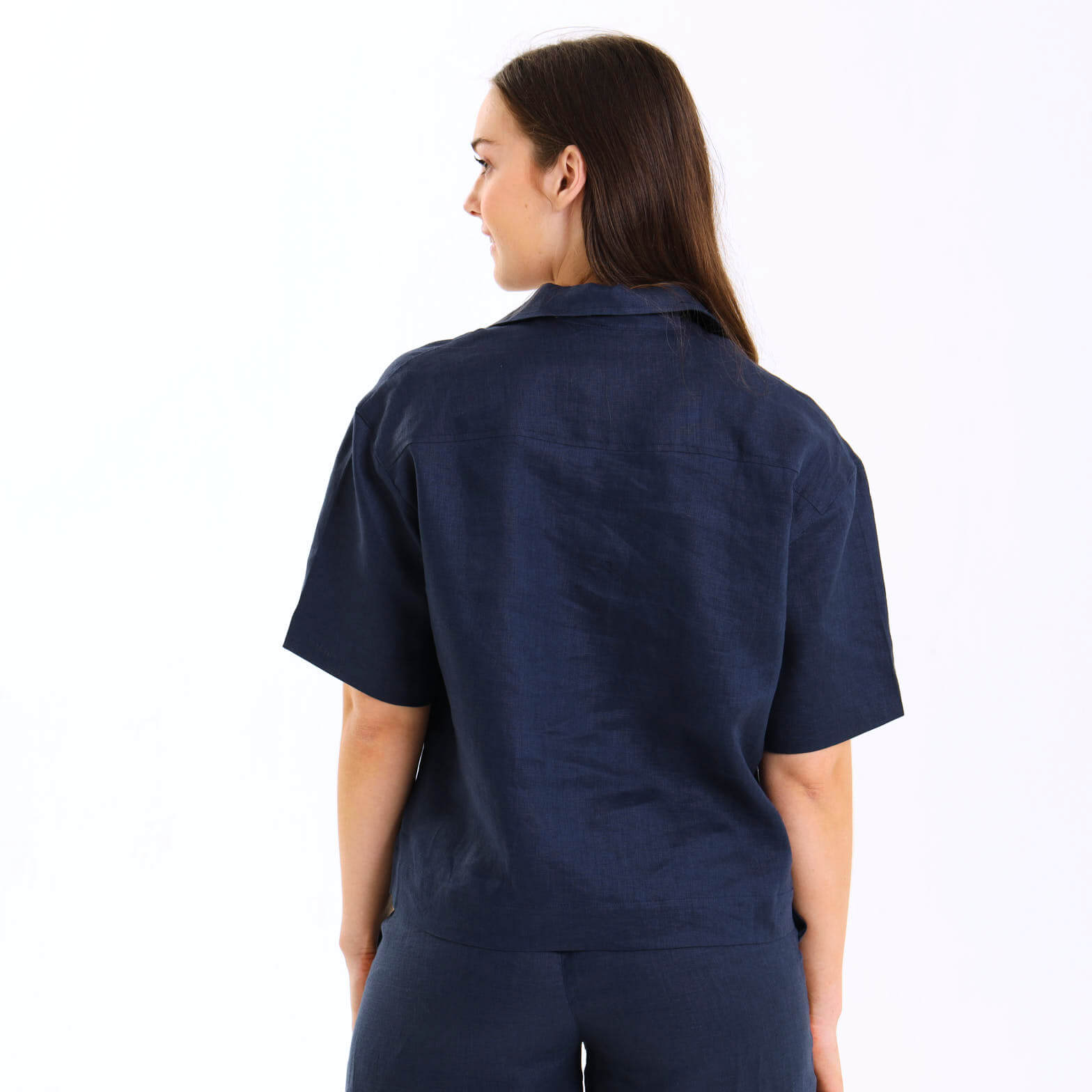 Ladies Linen - Short Sleeve Shirt | Navy