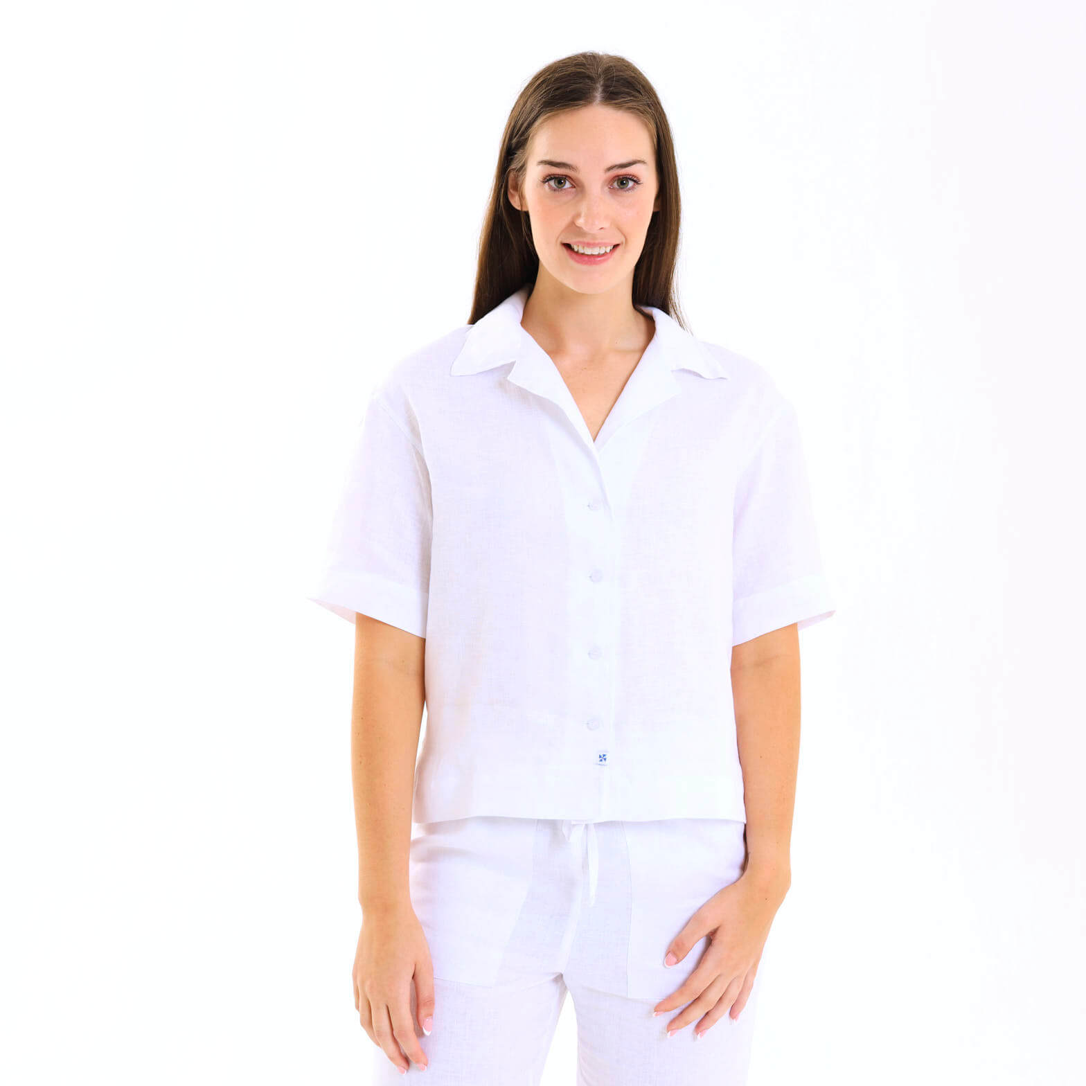 Ladies Linen - Short Sleeve Shirt | White