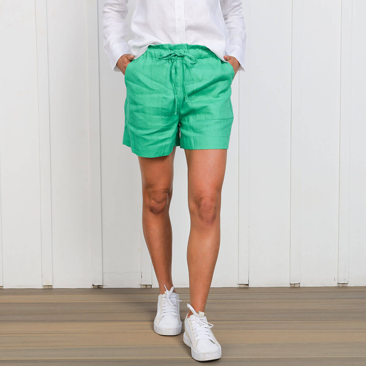 Ladies Linen Shorts | Green