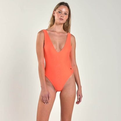 Ladies Deep V One Piece - Solid | Orange