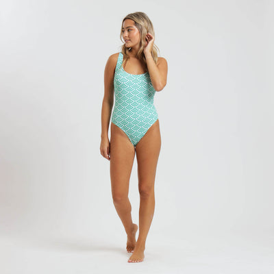 Ladies One Piece - Geometric | Green