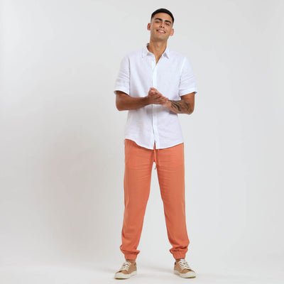 Linen Joggers | Apricot