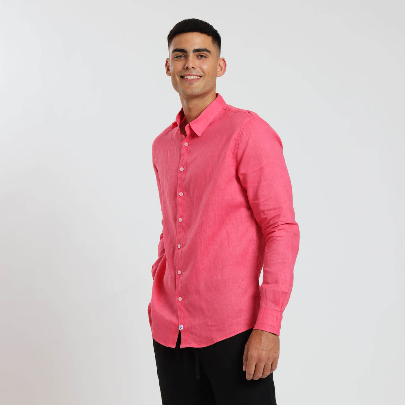 Long Sleeve Linen Shirt | Coral