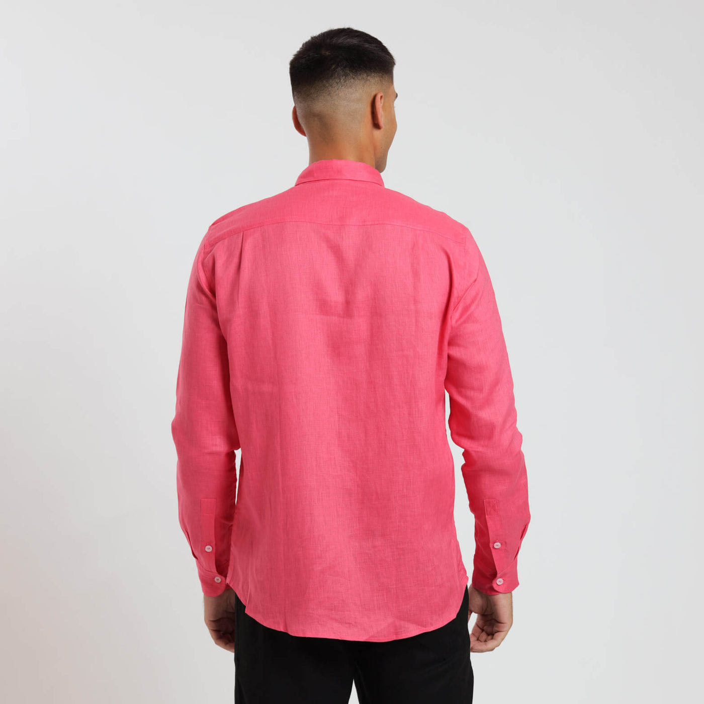 Long Sleeve Linen Shirt | Coral