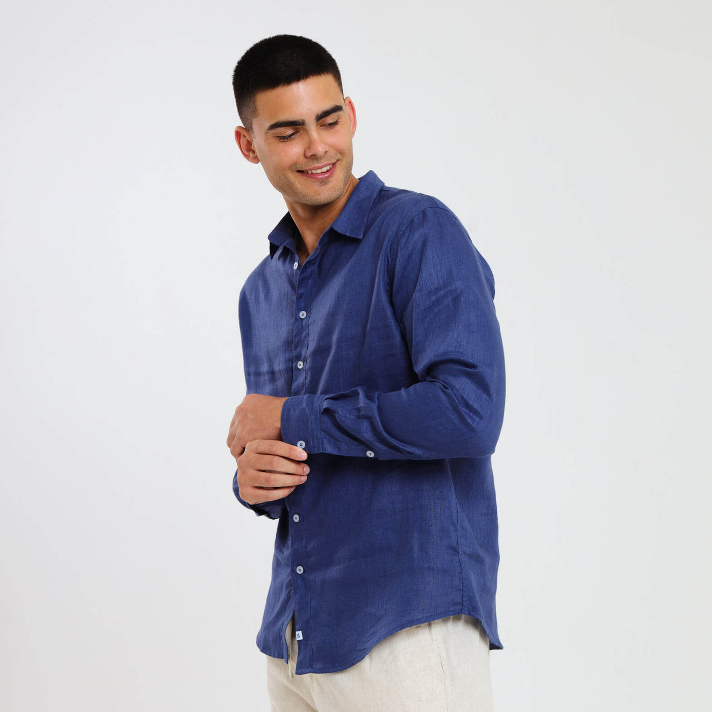 Long Sleeve Linen Shirt | Navy