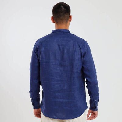 Long Sleeve Linen Shirt | Navy