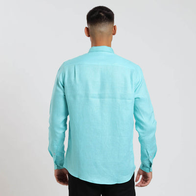 Long Sleeve Linen Shirt | Turquoise
