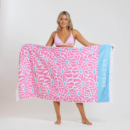 Luxury Beach Towel - Flowers | Pink