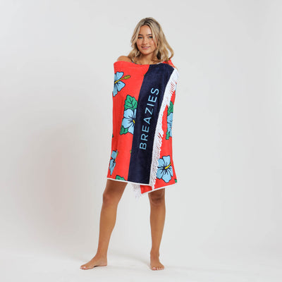 Luxury Beach Towel - Hibiscus | Orange