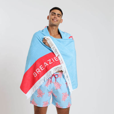 Luxury Beach Towel - Turtle | Baby Blue