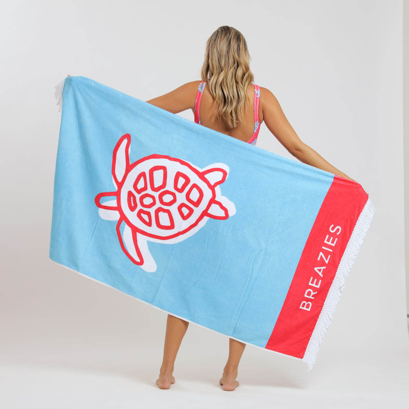 Luxury Beach Towel - Turtle | Baby Blue
