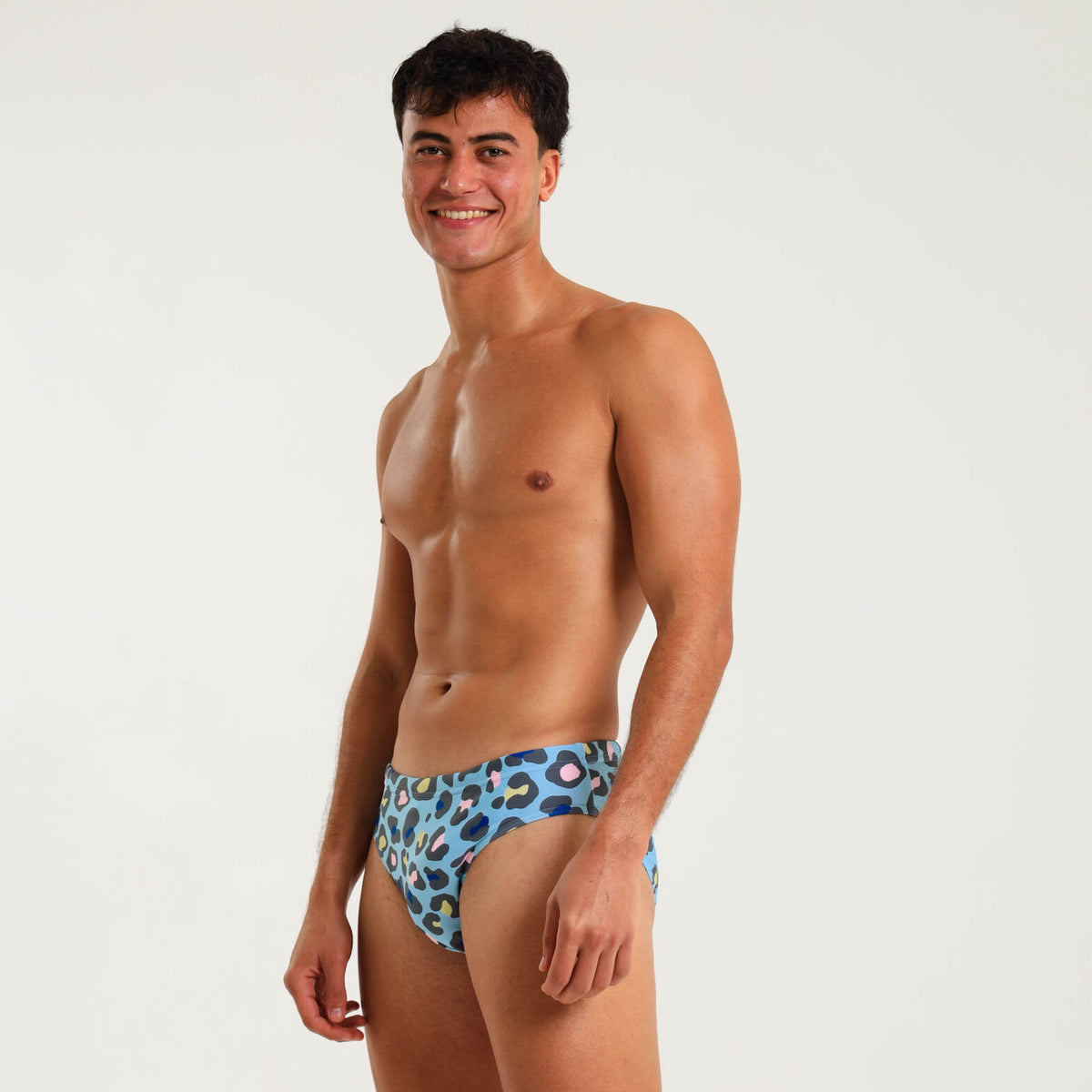 Mens Briefs - Leopard | Baby Blue