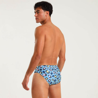Mens Briefs - Leopard | Baby Blue
