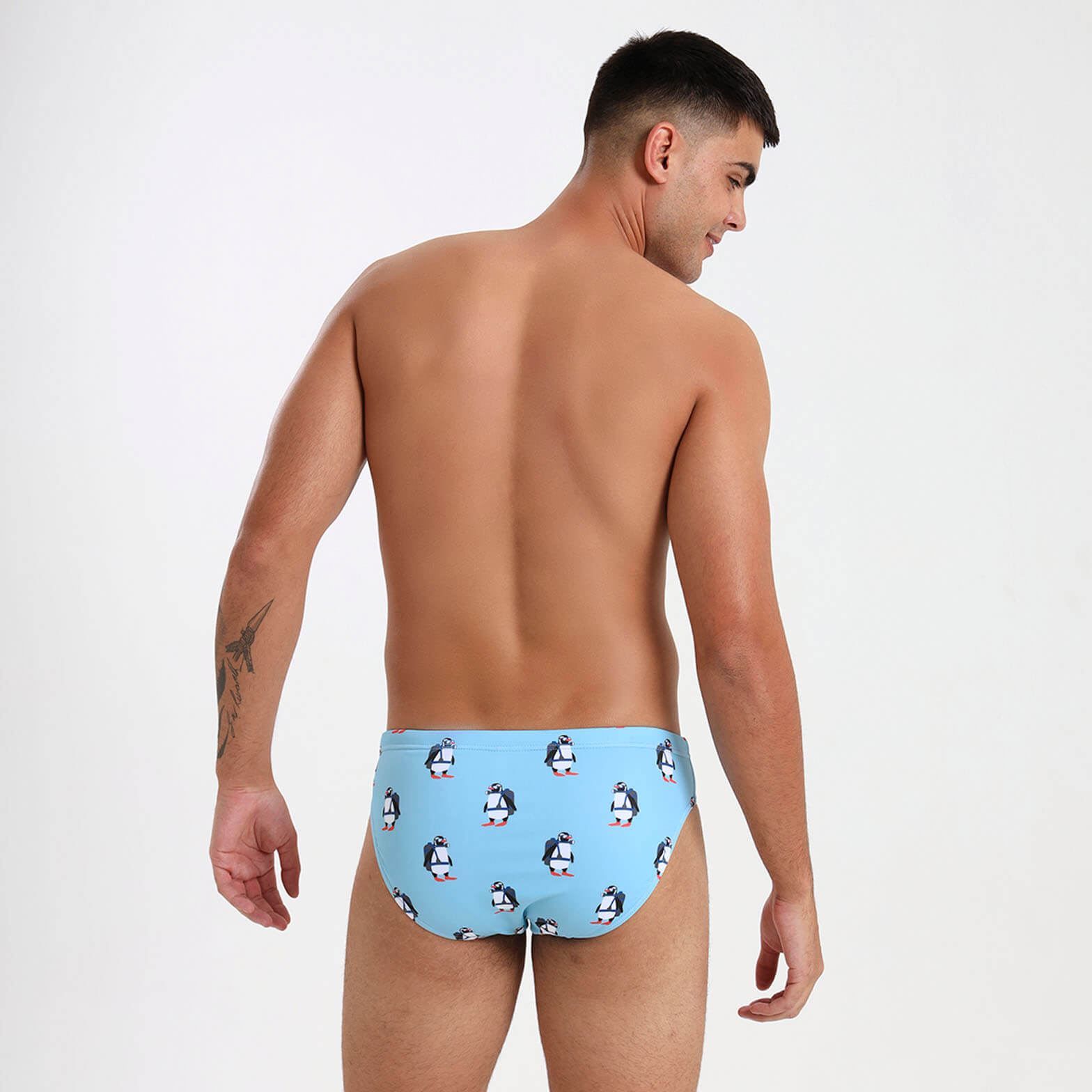 Mens Briefs - Scuba Penguin | Baby Blue
