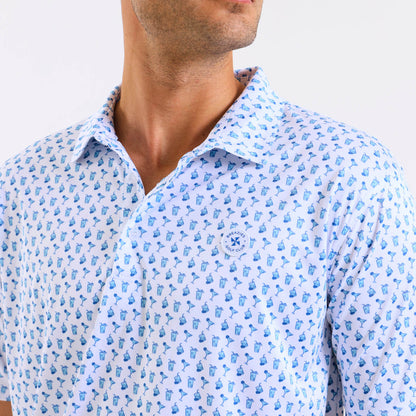 Mens Golf Shirt - Cocktails | Blue