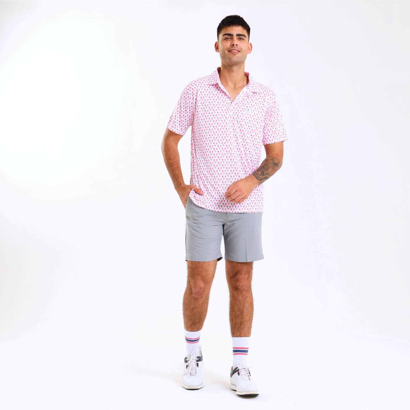 Mens Golf Shirt - Cocktails | Coral