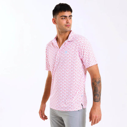 Mens Golf Shirt - Cocktails | Coral