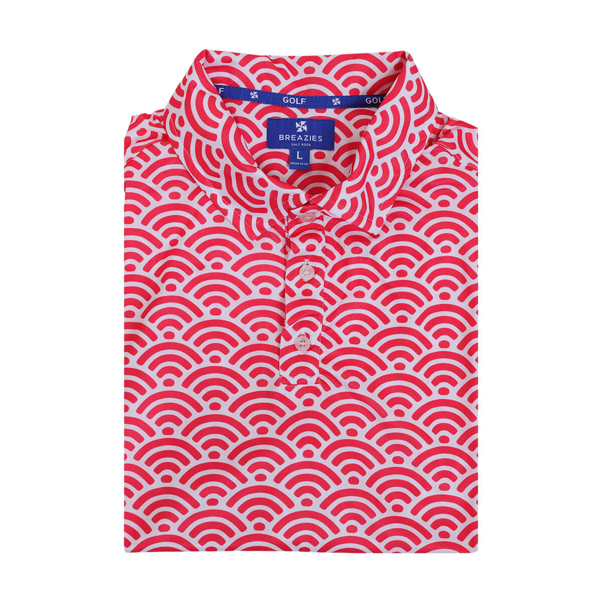 Mens Golf Shirt - Geometric | Coral