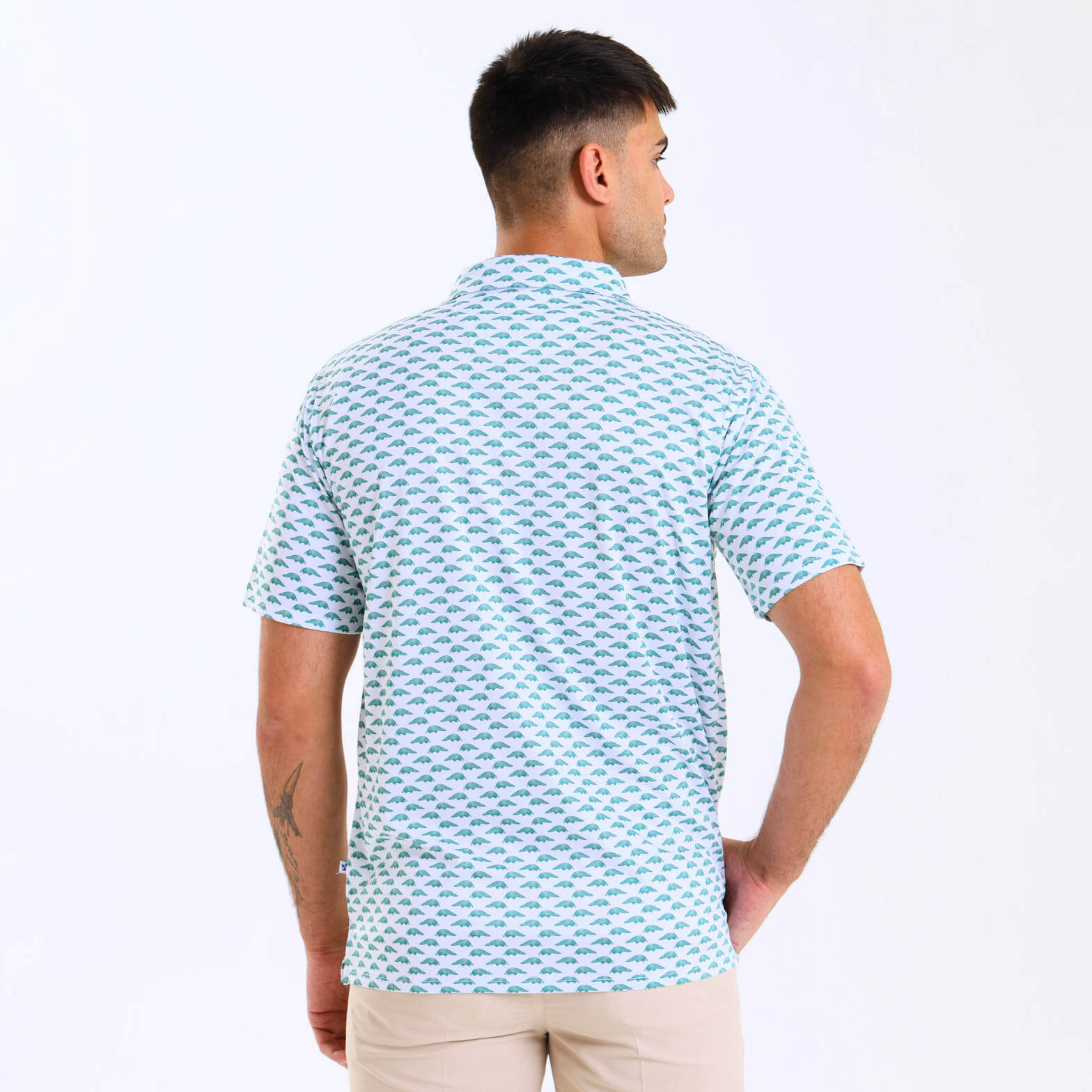 Mens Golf Shirt - Mini Pangolins | Army Green