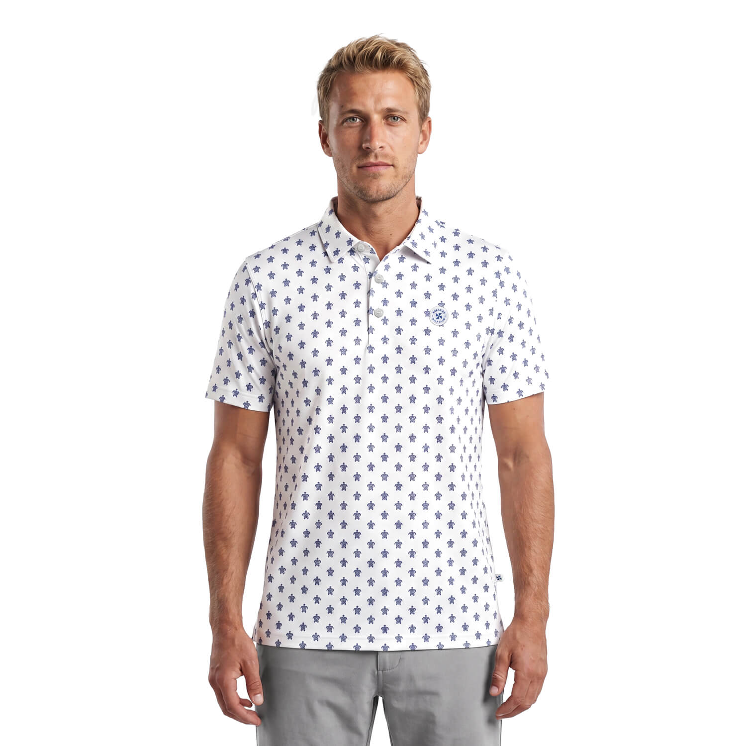 Mens Golf Shirt - Mini Turtles | Blue