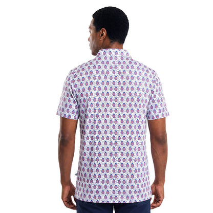 Mens Golf Shirt - Papaya | Blue