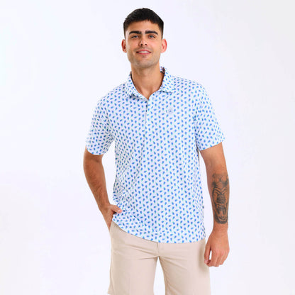 Mens Golf Shirt - Pineapples | Blue