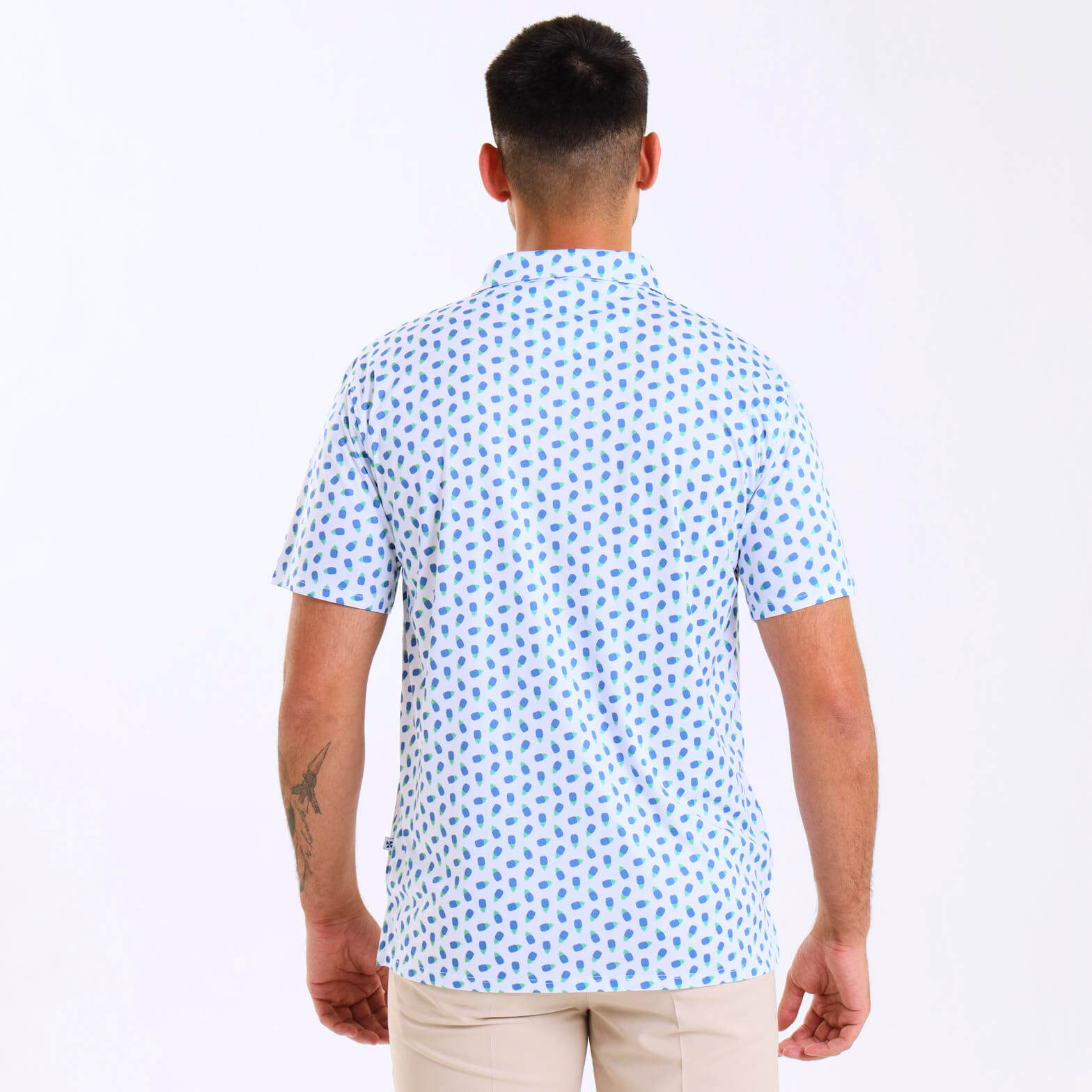 Mens Golf Shirt - Pineapples | Blue