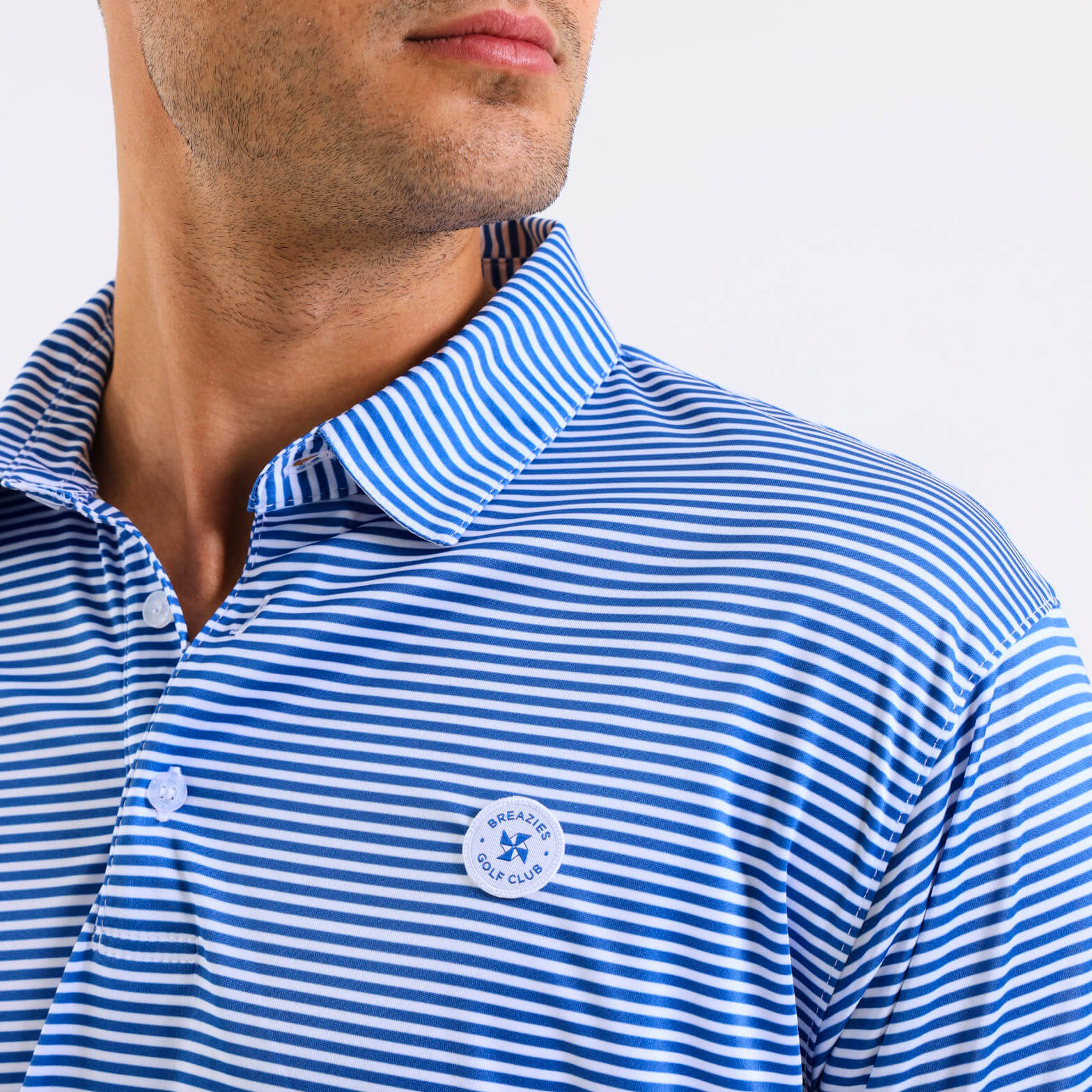 Mens Golf Shirt - Stripes | Blue