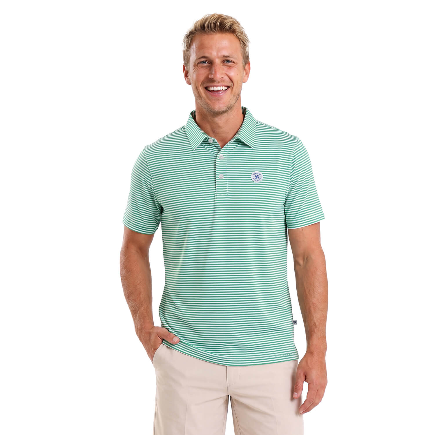 Mens Golf Shirt - Stripes | Green
