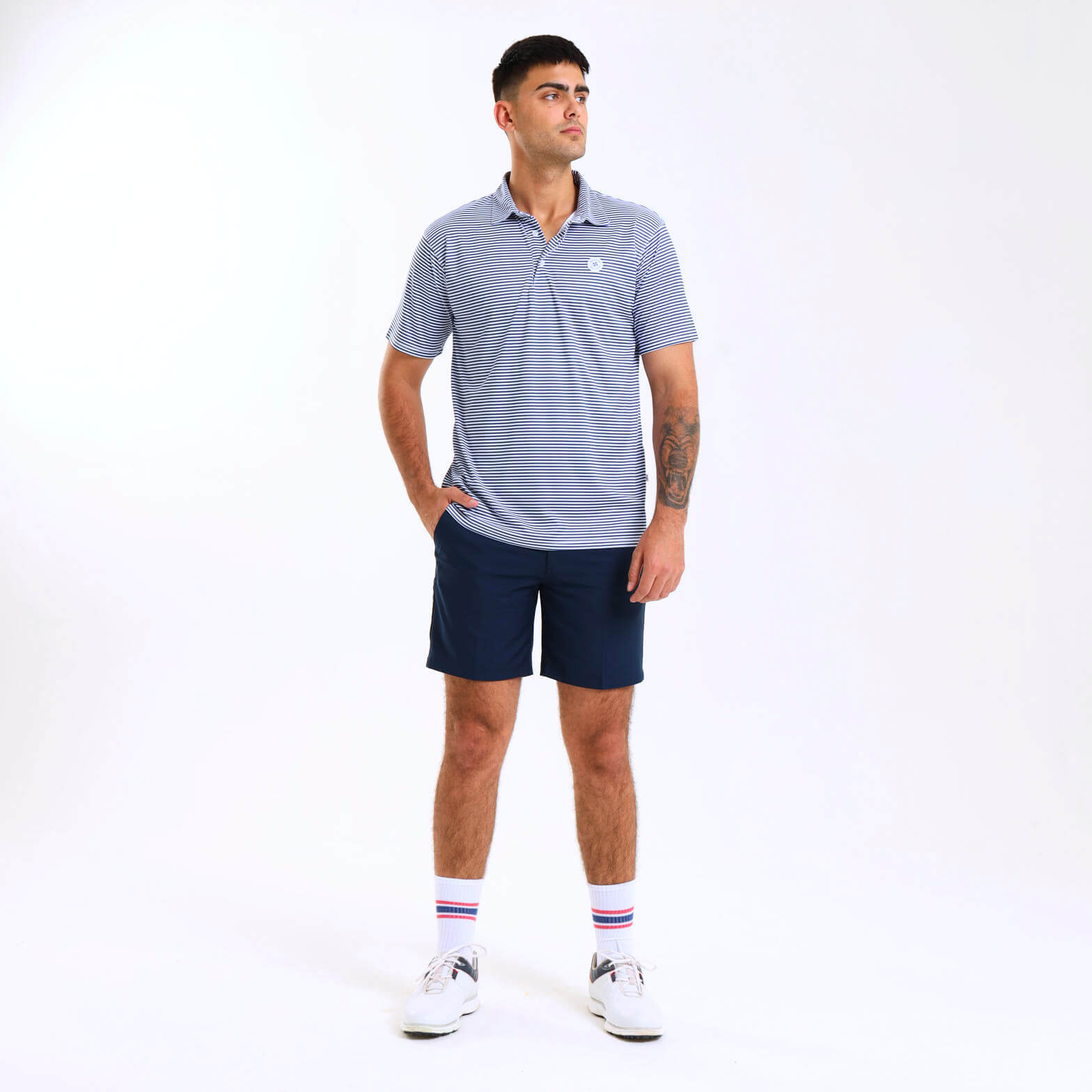 Mens Golf Shirt - Stripes | Navy