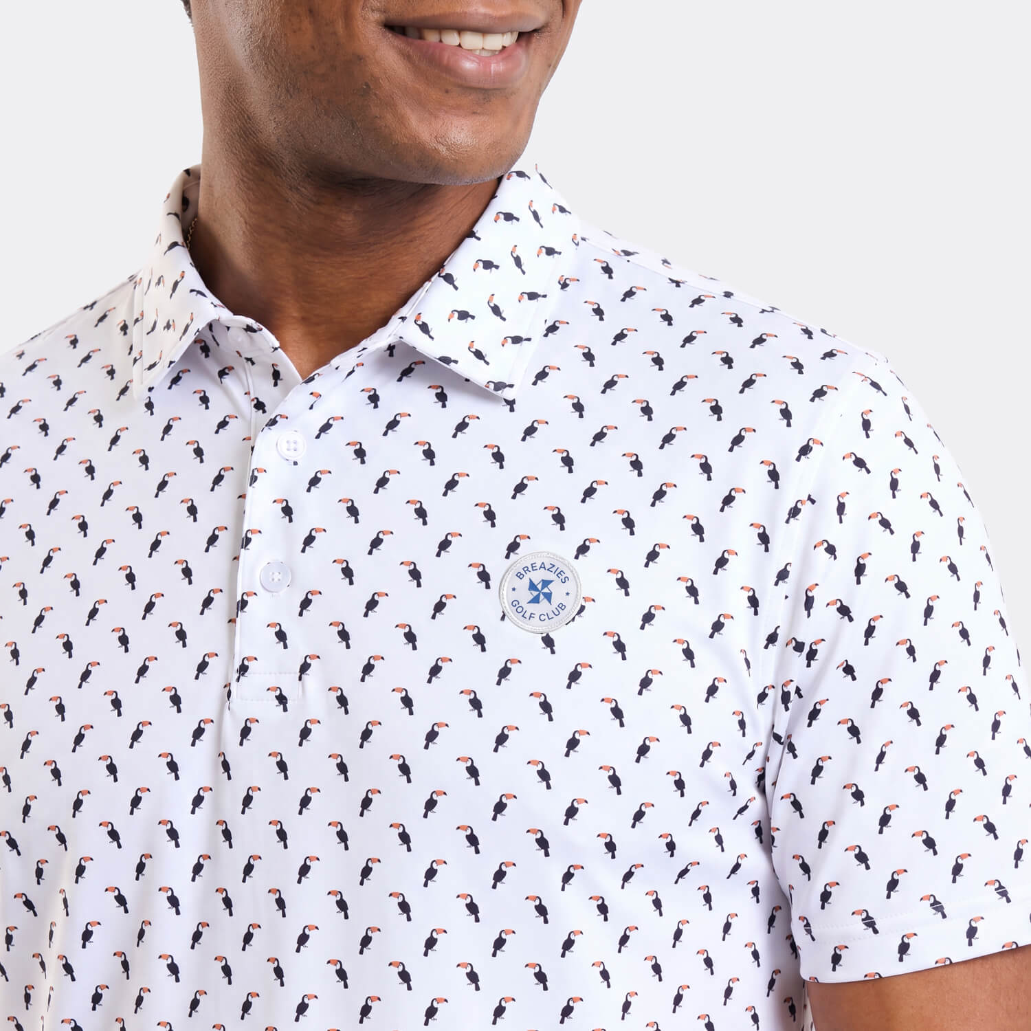 Mens Golf Shirt - Toucans | Black