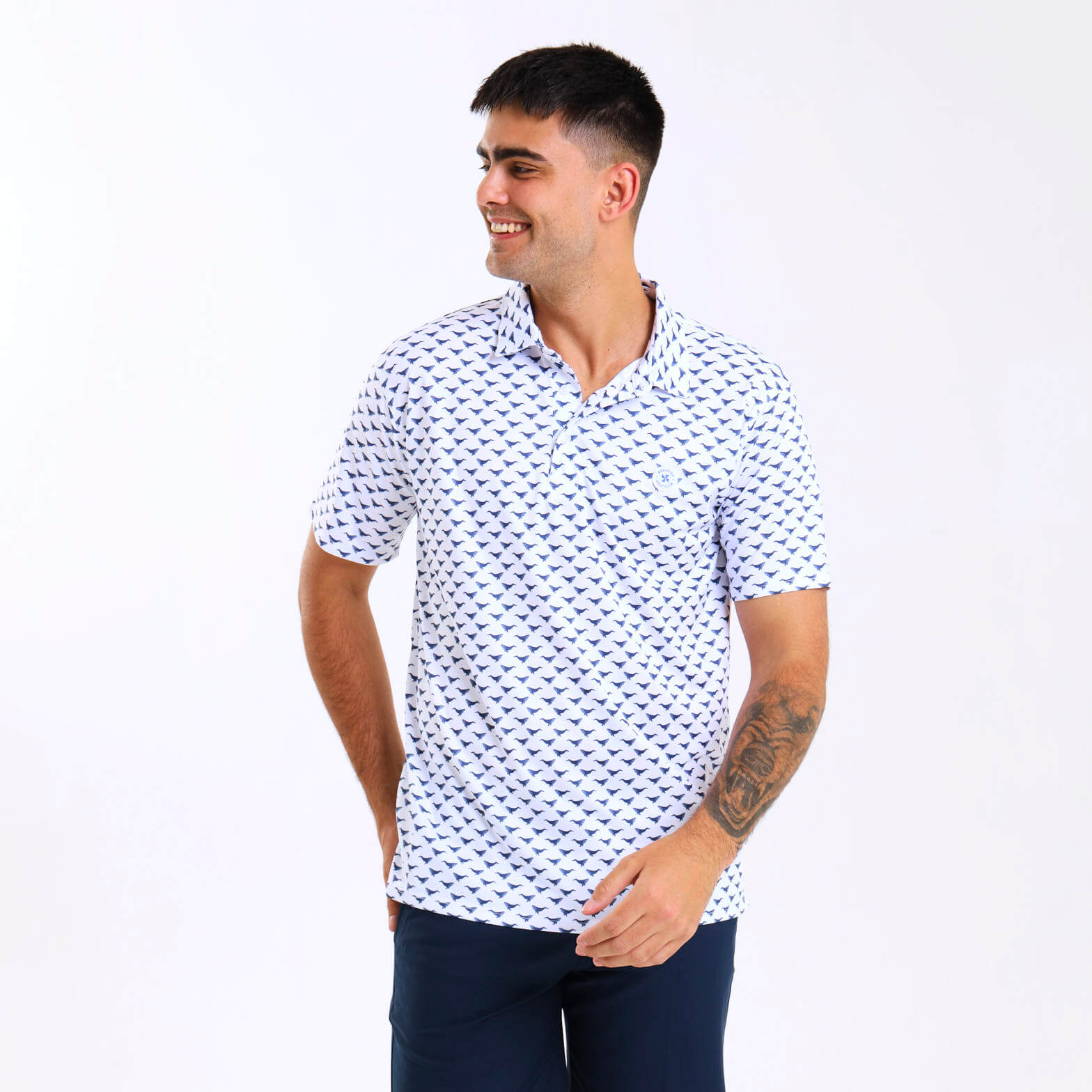Mens Golf Shirt - Whale | Navy