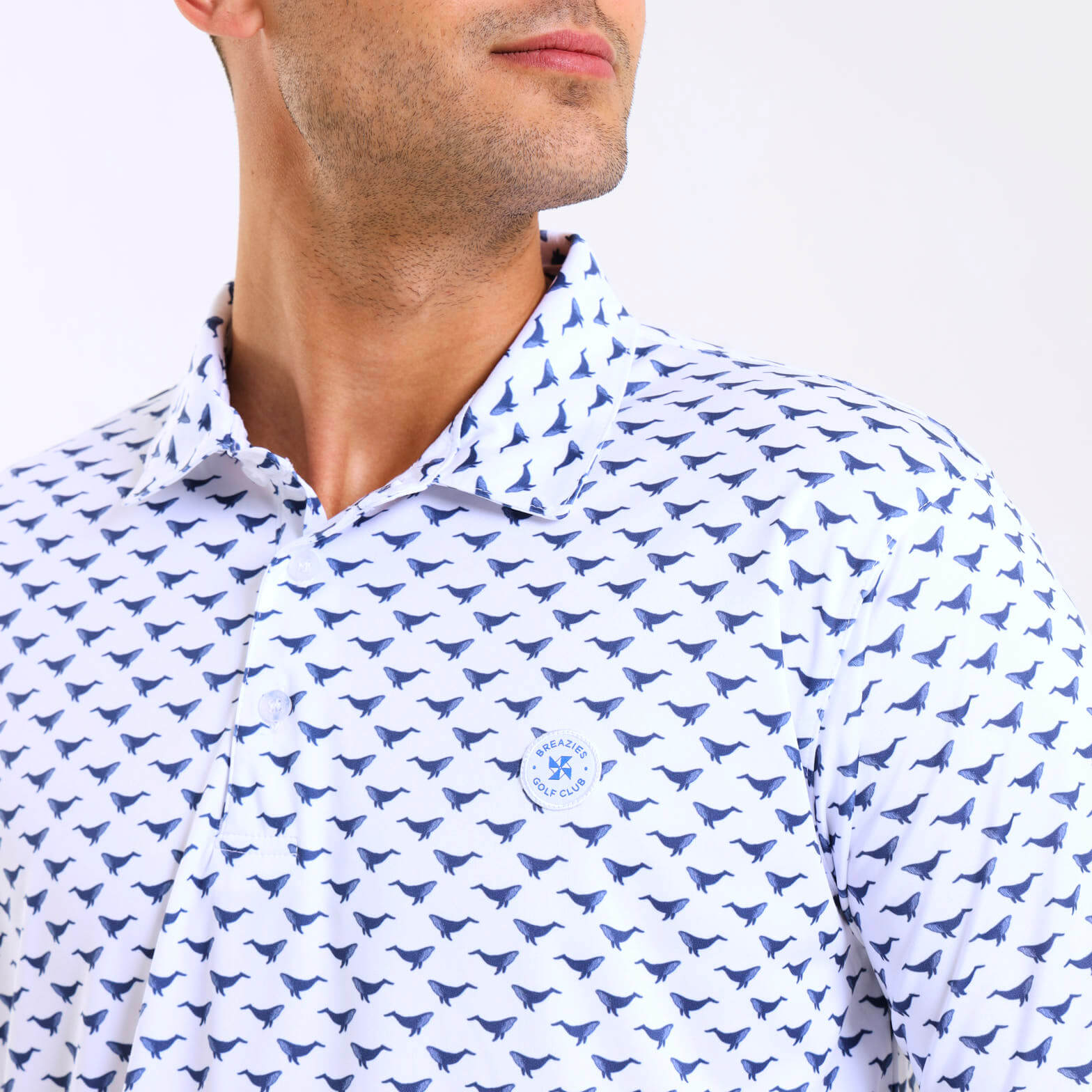 Mens Golf Shirt - Whale | Navy
