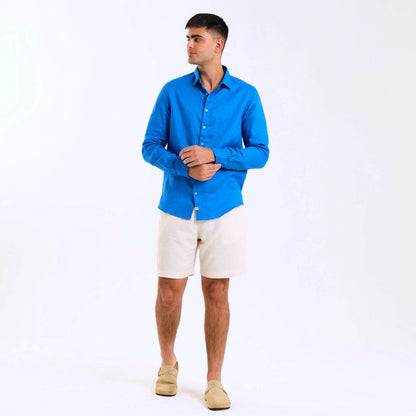 Long Sleeve Linen Shirt | Bright Blue