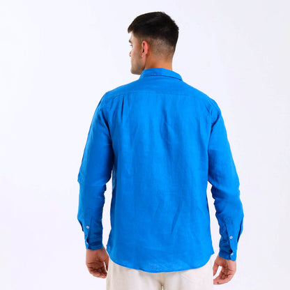 Long Sleeve Linen Shirt | Bright Blue