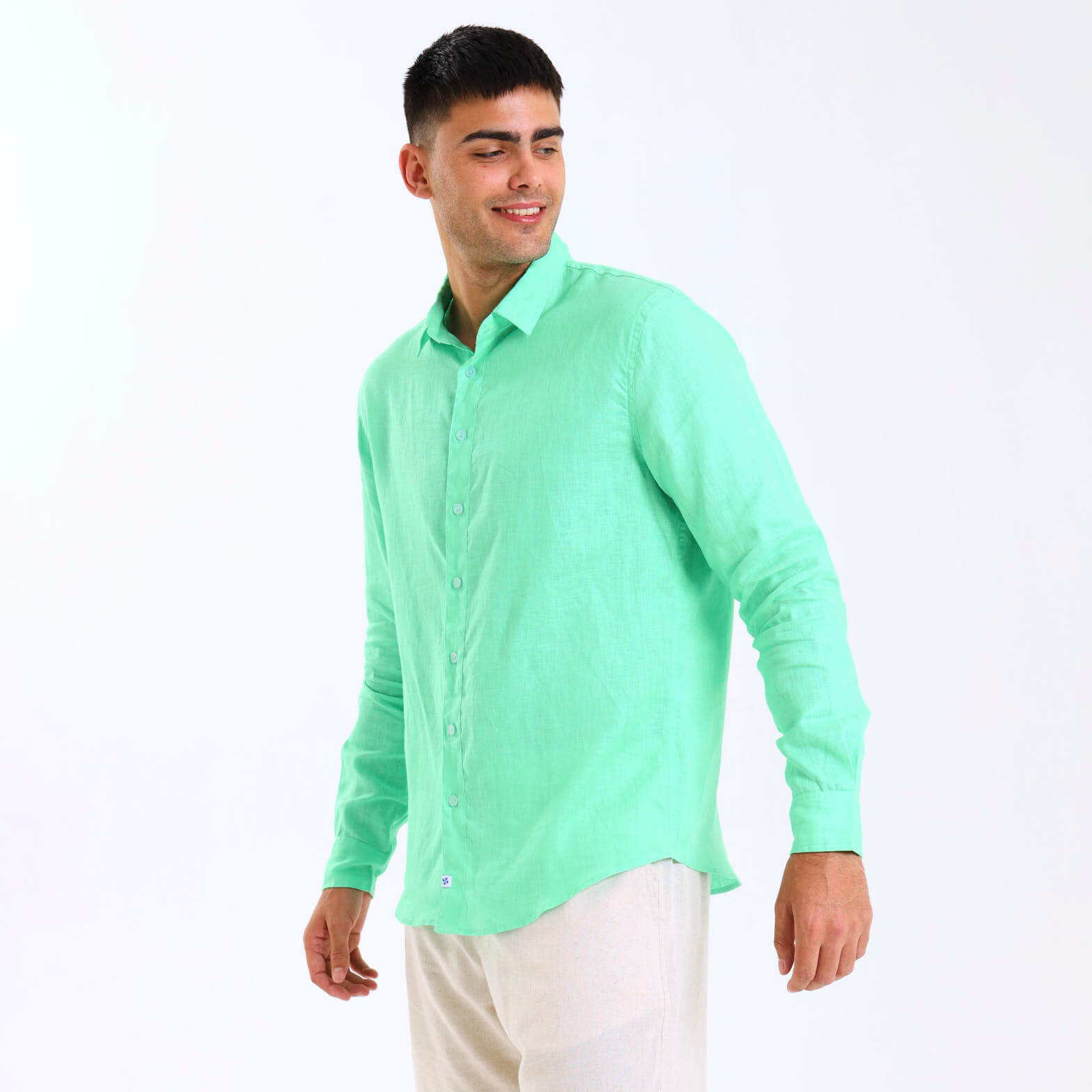 Long Sleeve Linen Shirt | Mint