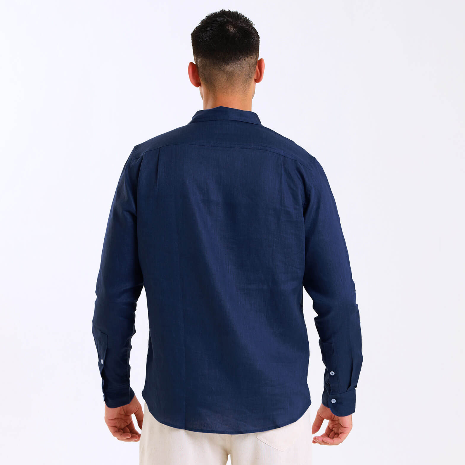 Long Sleeve Linen Shirt | Navy