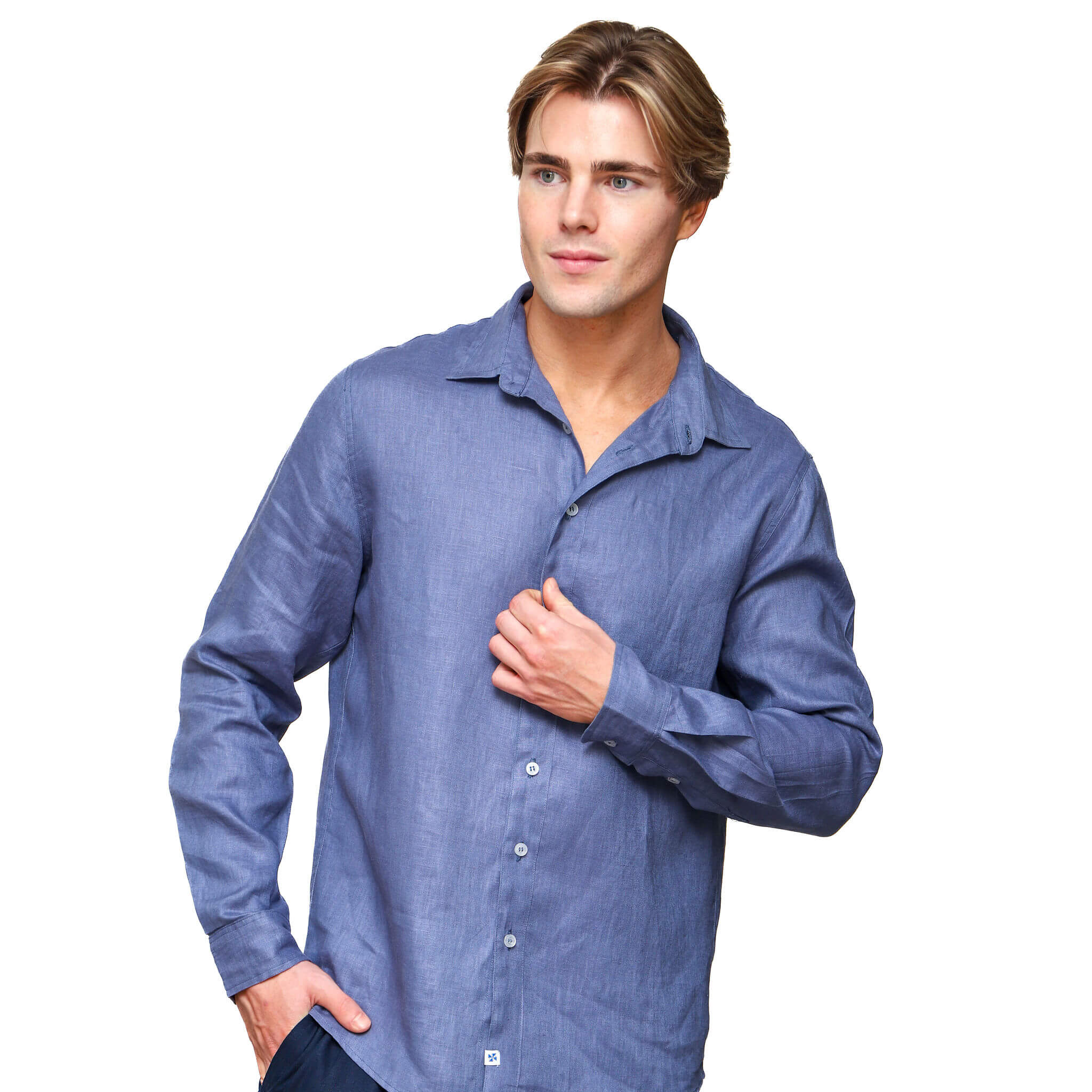 Long Sleeve Linen Shirt | Steel Blue